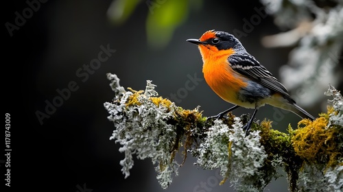 Blackburnian Warbler displaying vivid plumage on a branch photo