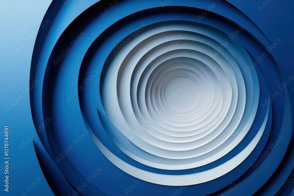 Abstract design featuring concentric circles in shades of blue and white, creating a sense of depth and movement Abstract design featuring concentric circles in shades of blue and white, creating a sense of depth and movement