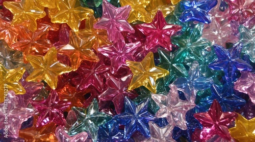 Colorful Assorted Star-Shaped Decorative Gems in Various Transparent Shades photo