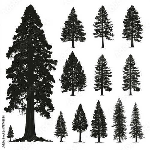 Collection of Black and White Tree Silhouettes: Perfect for Nature Designs