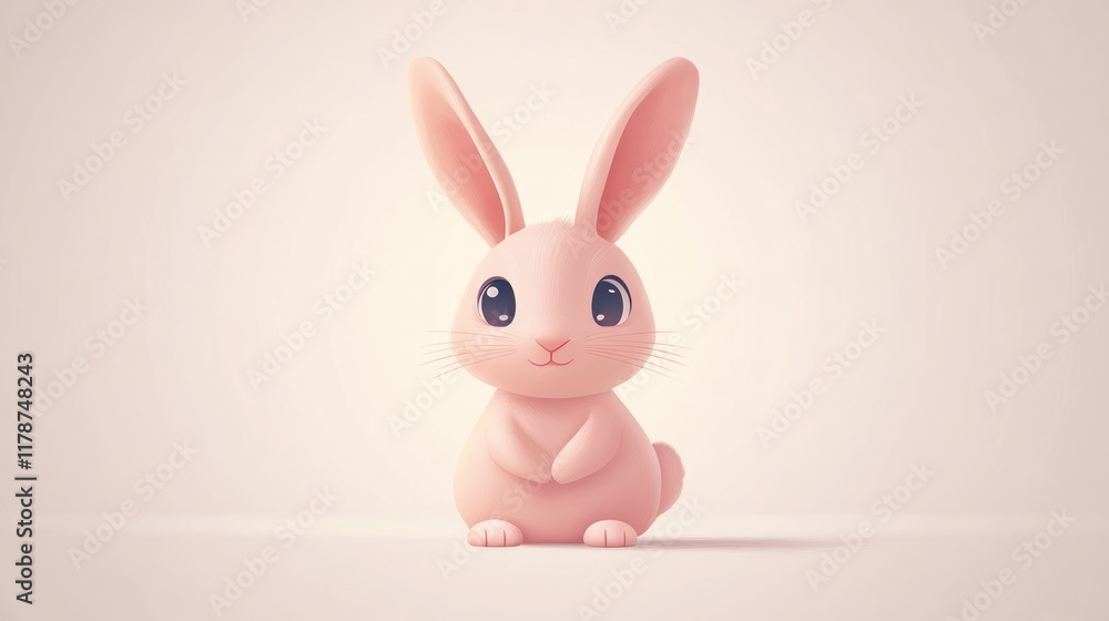 Cute pink bunny rabbit 3D render. Cute pink bunny rabbit 3D render.