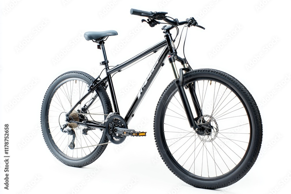 A Black Mountain Bicycle on White Background A Black Mountain Bicycle on White Background