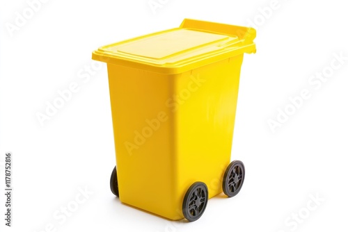 Yellow Wheeled Plastic Waste Recycling Bin photo