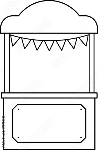 mobile food stall icon vector outline illustration 
food stall coloring drawing.
Transparent background.