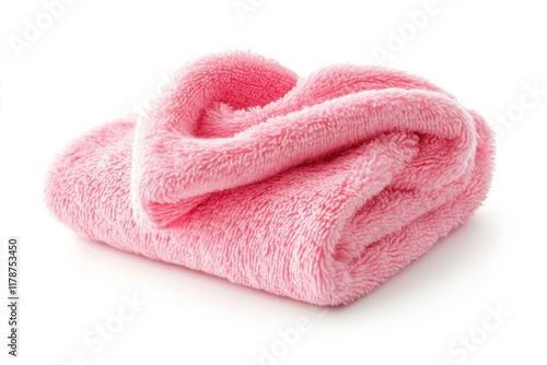 Soft Pink Fluffy Towel Folded Neatly