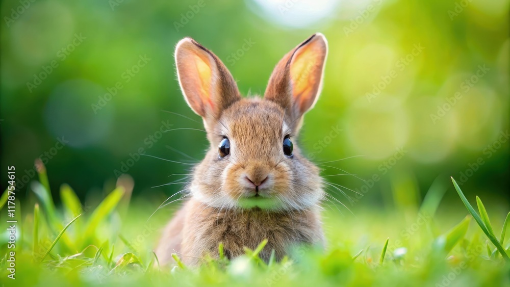 Fototapeta premium Close-up view of a cute little rabbit, adorable, fluffy, animal, wildlife, pet, furry, close-up, adorable, bunny, rabbit, domestic
