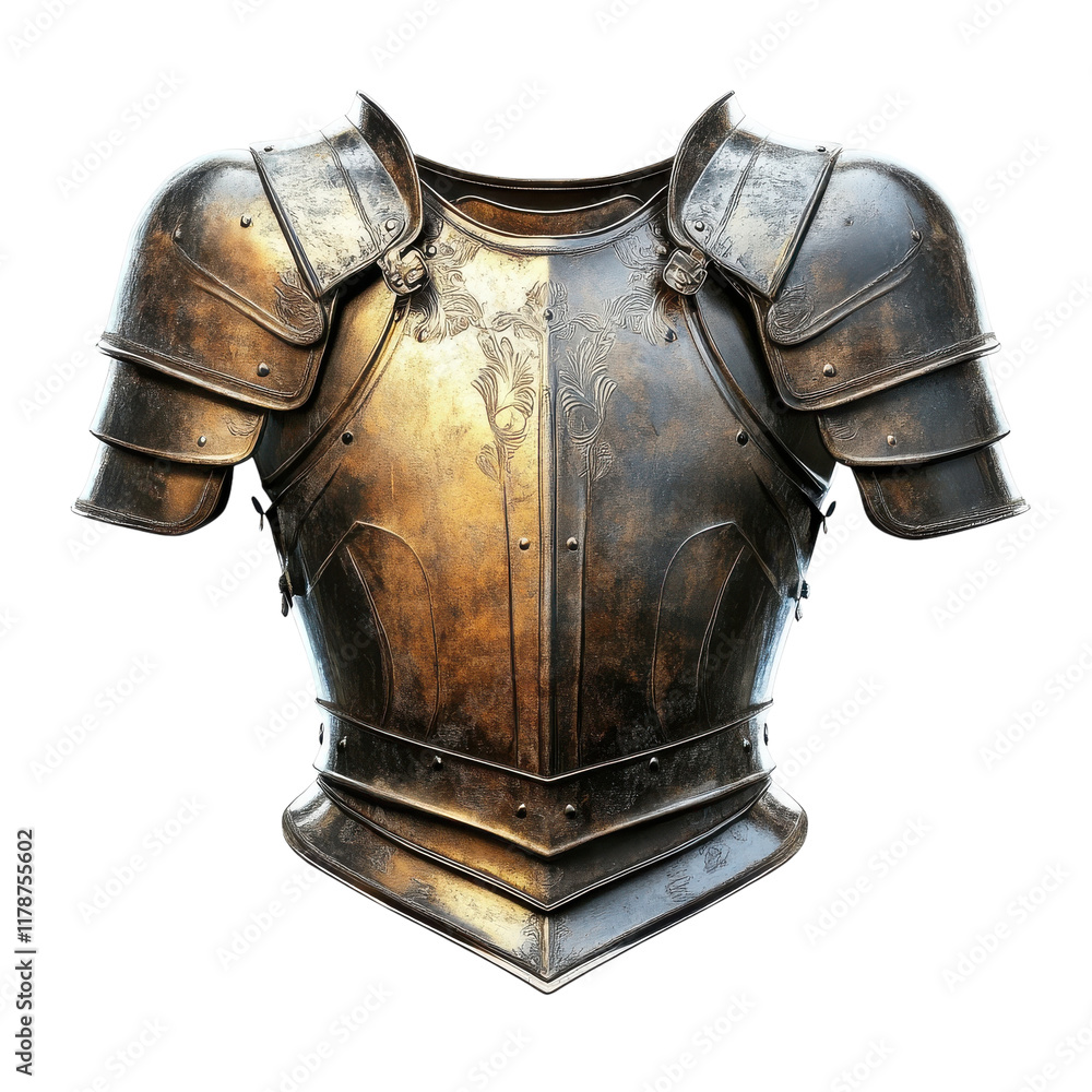 Medieval Armor Chest Plate for Historical Reenactments and Cosplay on transparent background. Medieval Armor Chest Plate for Historical Reenactments and Cosplay on transparent background.