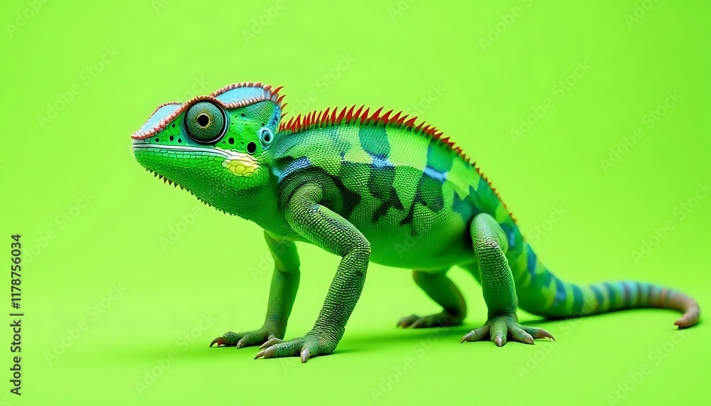 Vibrant Chameleon: A Striking Green Reptile Portrait Vibrant Chameleon: A Striking Green Reptile Portrait