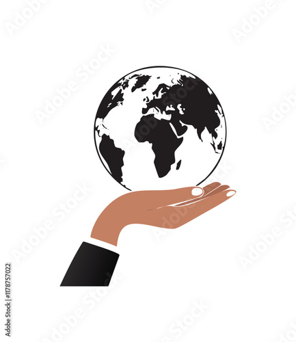 hand holding globe vector art design