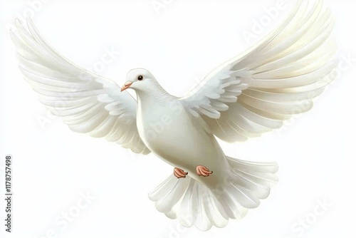 White dove soaring gracefully against a plain background in a peaceful display of freedom and beauty