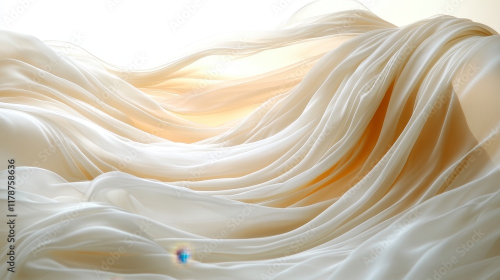 Elegant flowing cream silk fabric with soft light. Elegant flowing cream silk fabric with soft light.