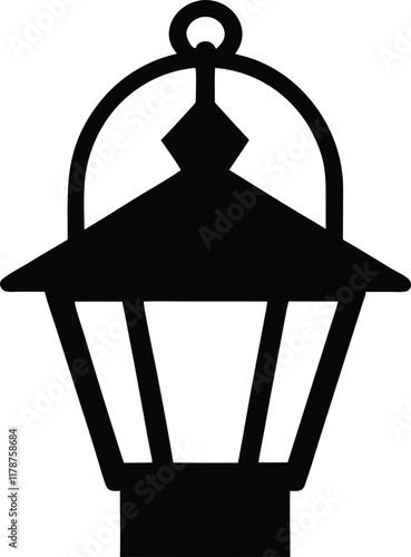 Lantern silhouette, lantern lamp silhouette vector, lamp icon vector