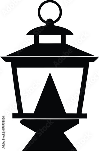 Lantern silhouette, lantern lamp silhouette vector, lamp icon vector