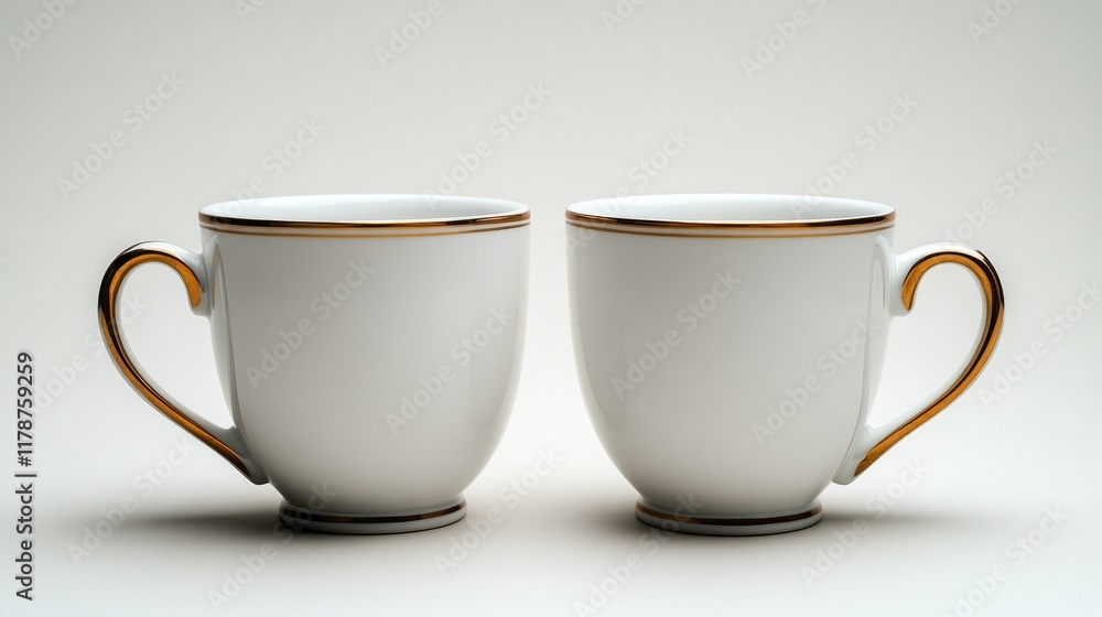 two white mugs on white background. two white mugs on white background.