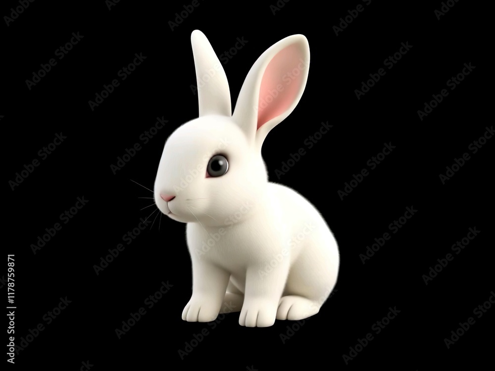 Obraz premium Cute baby rabbit cartoon 3d rendering illustration