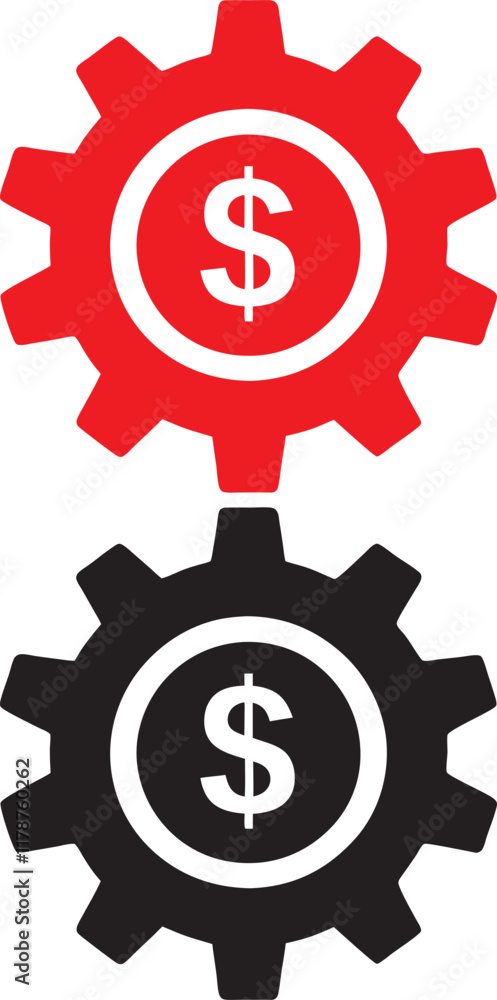 Mechanical gears, cogwheels, red and black colors, industrial design, technical illustration, vector graphics, symmetrical composition, sharp edges, interlocking parts, engineering schematic, minimali Mechanical gears, cogwheels, red and black colors, industrial design, technical illustration, vector graphics, symmetrical composition, sharp edges, interlocking parts, engineering schematic, minimali