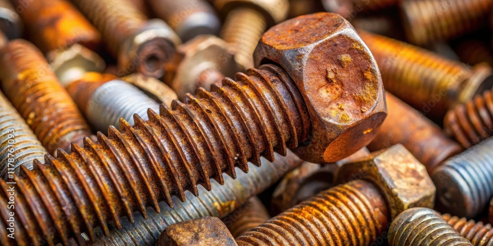 Close up of iron bolt thread surface, detailed texture of rusty screws, rusty, screws, close up, iron, bolt, thread Close up of iron bolt thread surface, detailed texture of rusty screws, rusty, screws, close up, iron, bolt, thread