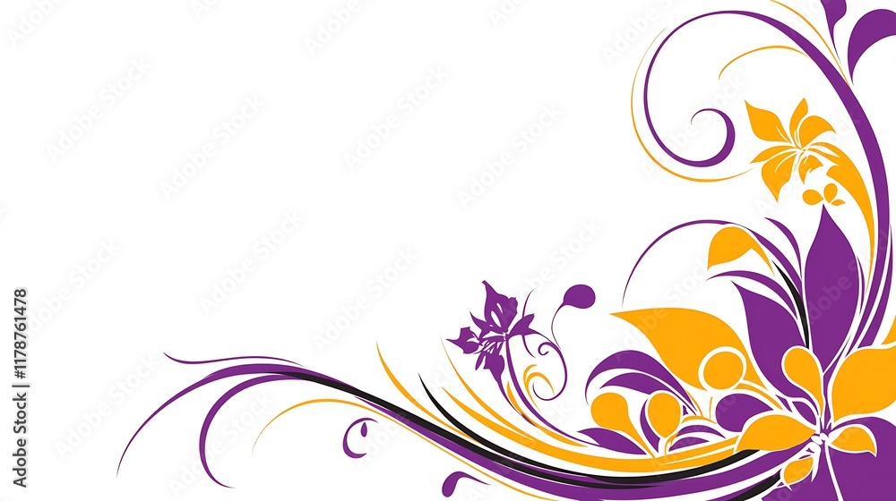 Abstract Floral Design in Purple and Orange Hues Abstract Floral Design in Purple and Orange Hues