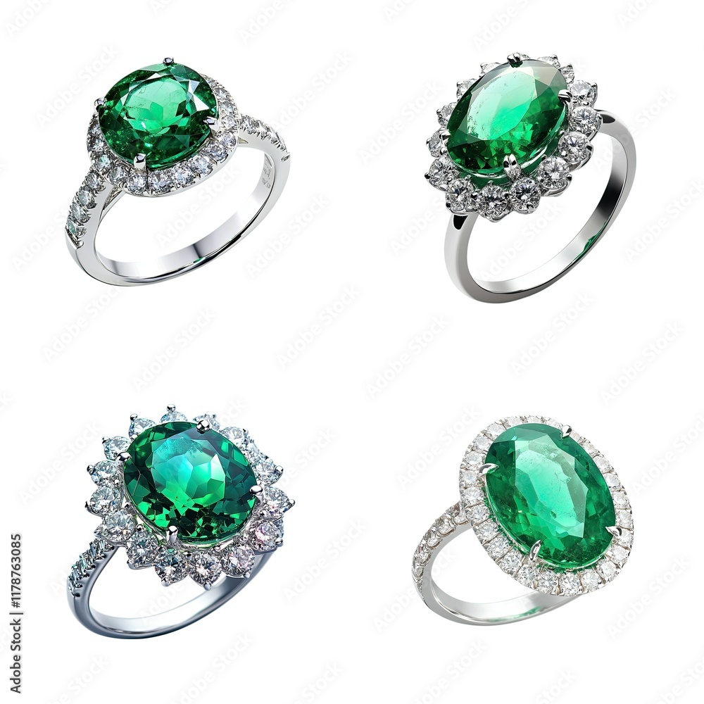 Elegant Emerald and Diamond Rings Collection Elegant Emerald and Diamond Rings Collection