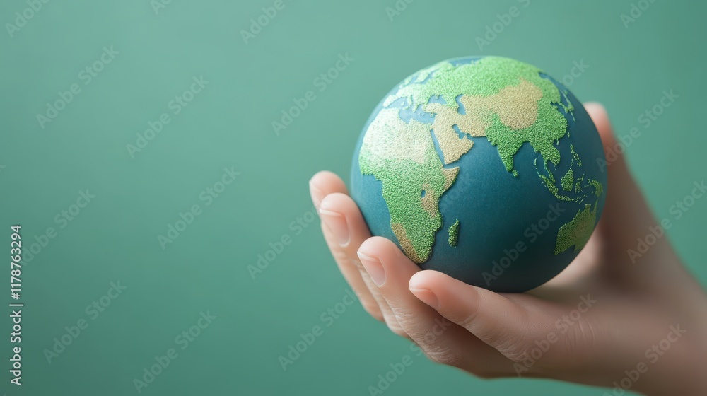 A hand holding the world, embracing global connectivity and environmental awareness A hand holding the world, embracing global connectivity and environmental awareness