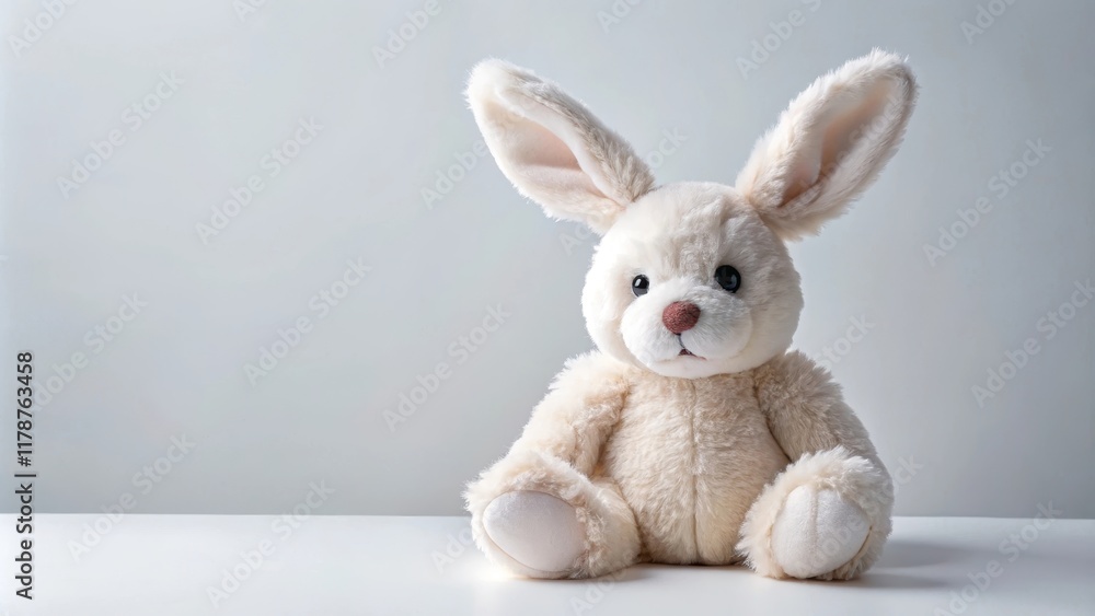 Plush toy rabbit with a fluffy white body and long ears on a background, plush, toy, rabbit, fluffy, white, long ears, cute, stuffed Plush toy rabbit with a fluffy white body and long ears on a background, plush, toy, rabbit, fluffy, white, long ears, cute, stuffed