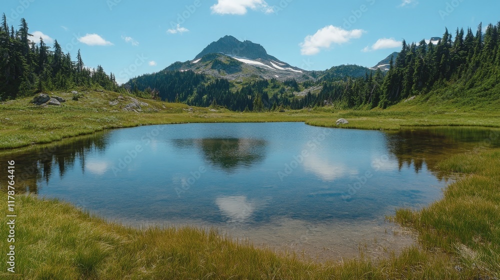 Fototapeta premium Mountain Lake Reflection Serenity in Nature