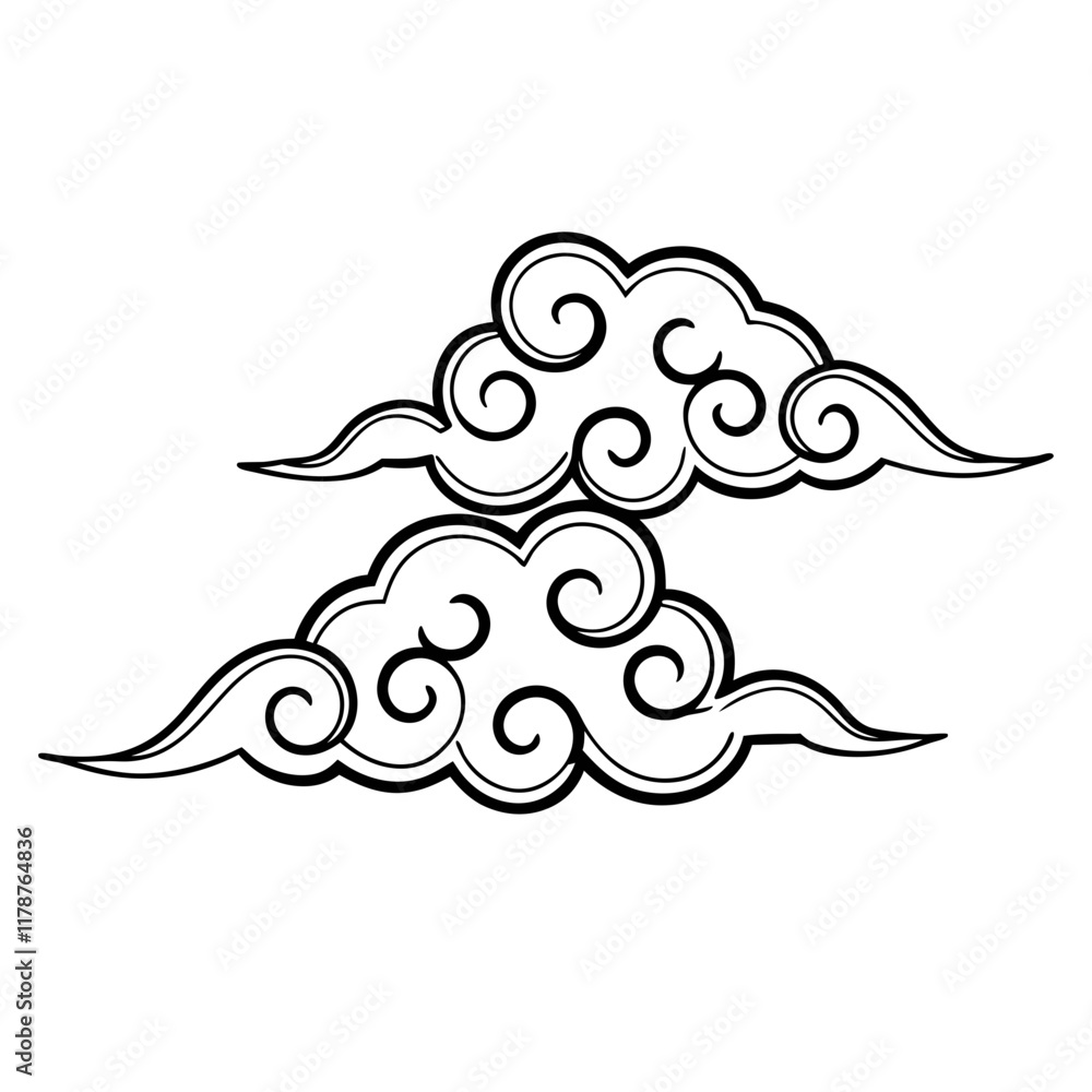 Fototapeta premium Chinese Cloud Hand Drawn