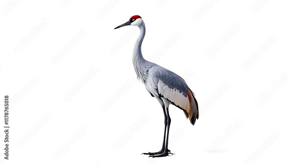 Sandhill Crane: Elegant Profile, Detailed Illustration