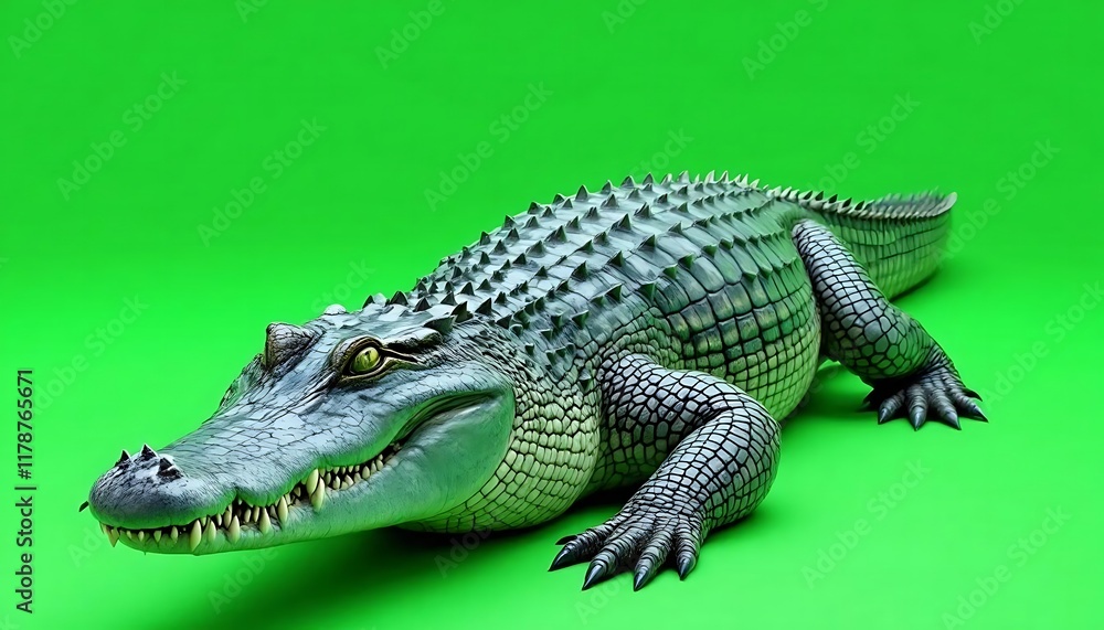 American Alligator: Detailed Green Screen Render, Realistic Style American Alligator: Detailed Green Screen Render, Realistic Style