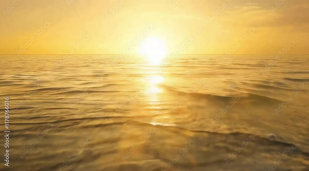 A calm seascape spreads out, and the golden sun casts a warm glow on the calm water surface. (Loop playback possible) A calm seascape spreads out, and the golden sun casts a warm glow on the calm water surface. (Loop playback possible)