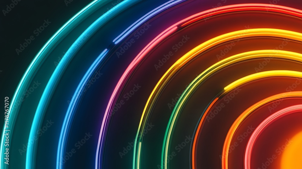 Obraz premium Abstract Rainbow Arcs Glowing Neon Light Design