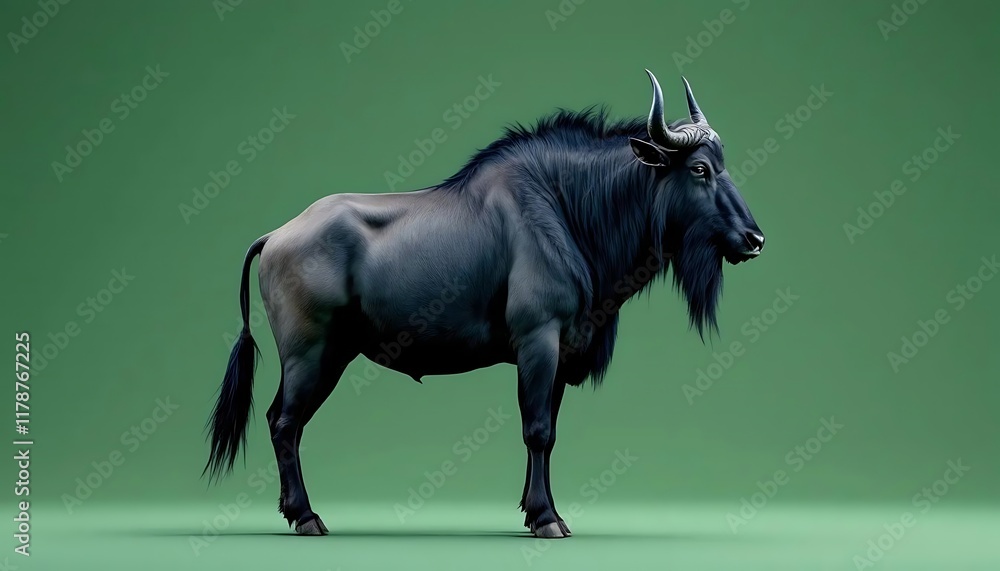 Naklejka premium Majestic Black Wildebeest: A Serene Profile Portrait