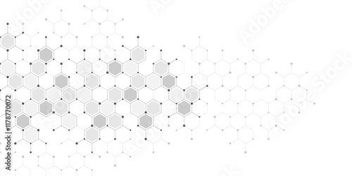 Graphic design element with abstract geometric background of simple hexagon pattern