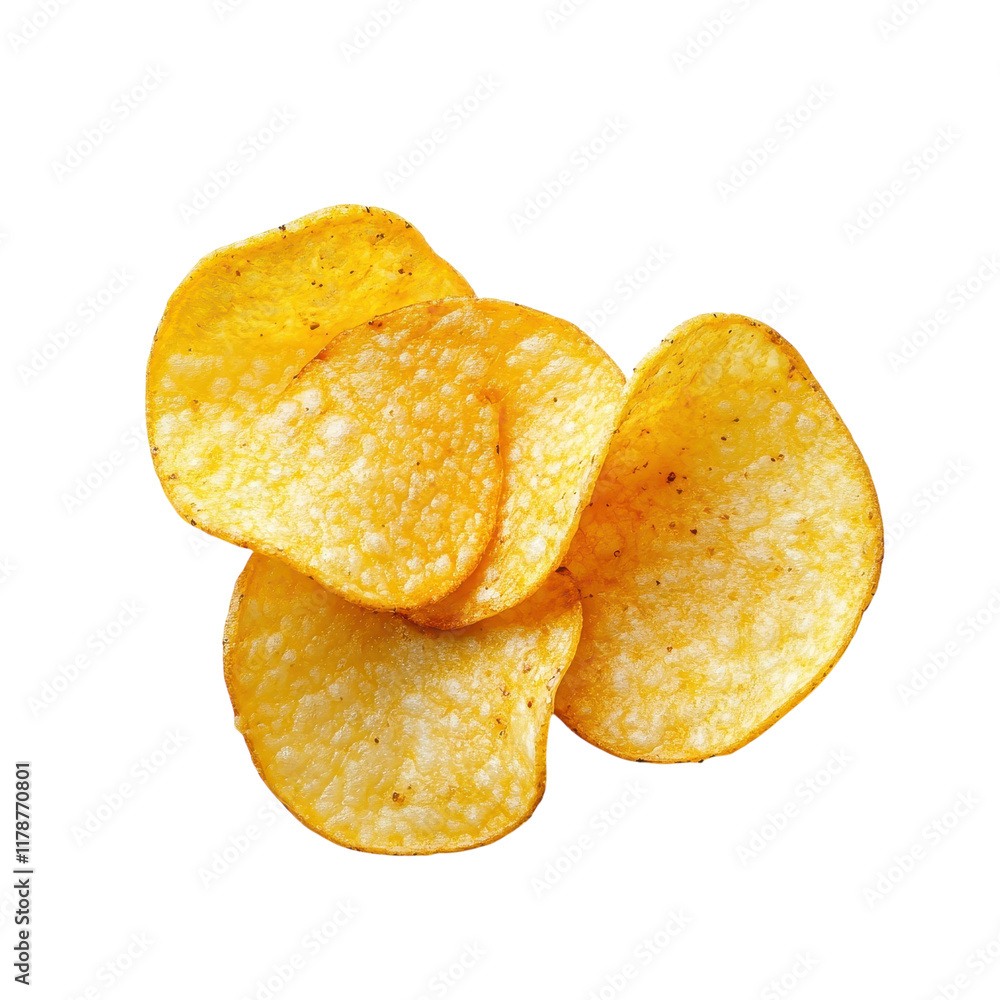 Crunchy and Delicious Crispy Potato Chips for Snacks on transparent background. Crunchy and Delicious Crispy Potato Chips for Snacks on transparent background.