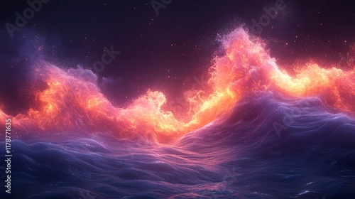 Wallpaper Mural Fiery waves crashing, abstract art. Torontodigital.ca