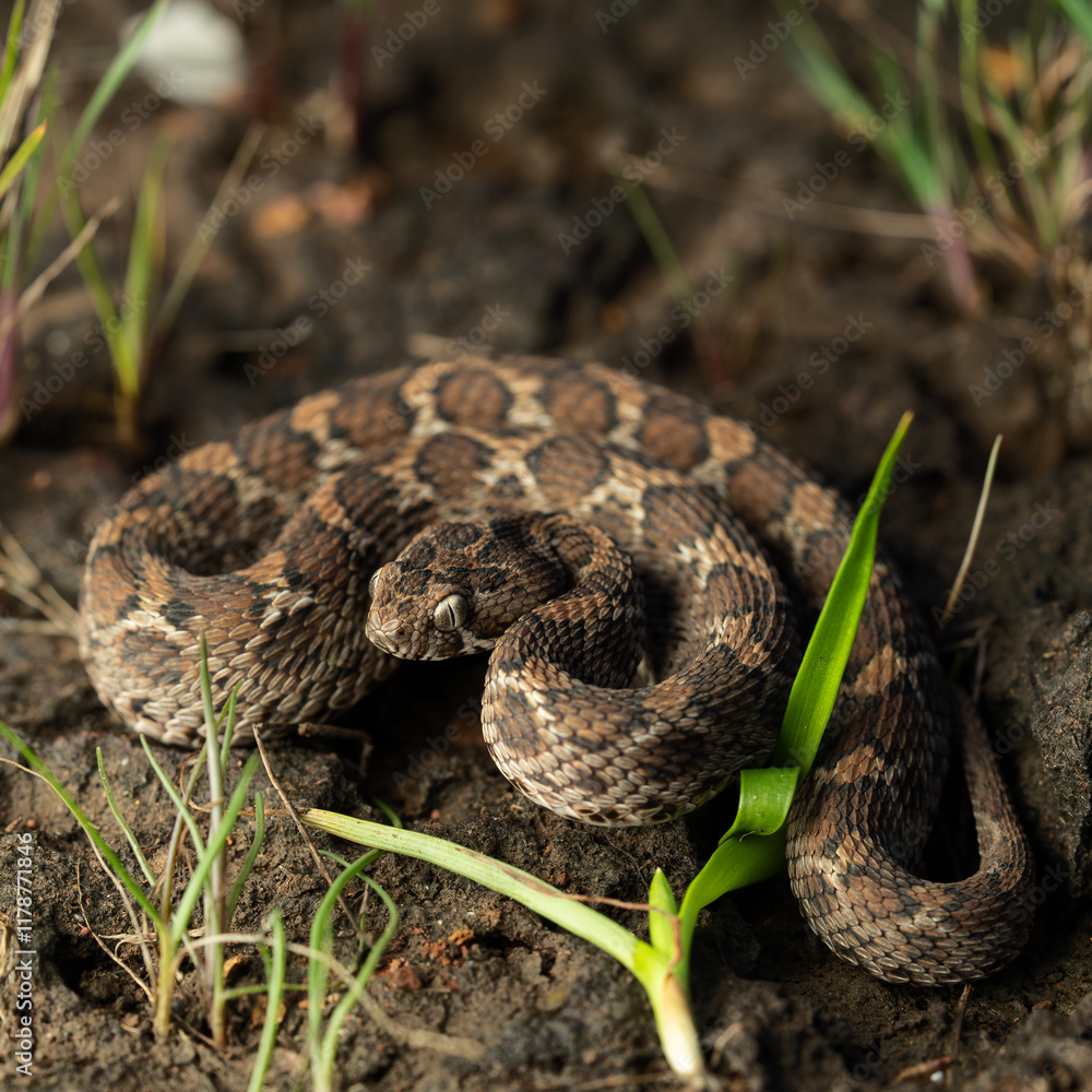 Saw-scaled pit viper or Indian small viper in its laterite habitat Saw-scaled pit viper or Indian small viper in its laterite habitat