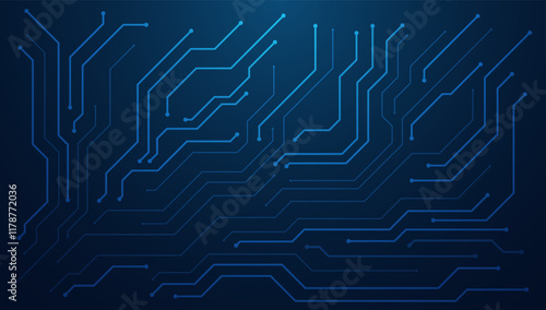 Futuristic Circuit Board Design Background with Blue Technology Lines