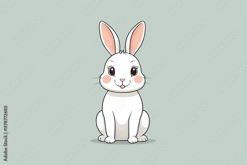 Fototapeta premium a cartoon rabbit sitting down with its eyes closed