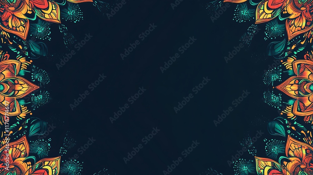 custom made wallpaper toronto digitalAbstract Mandala Design with Teal and Orange Accents