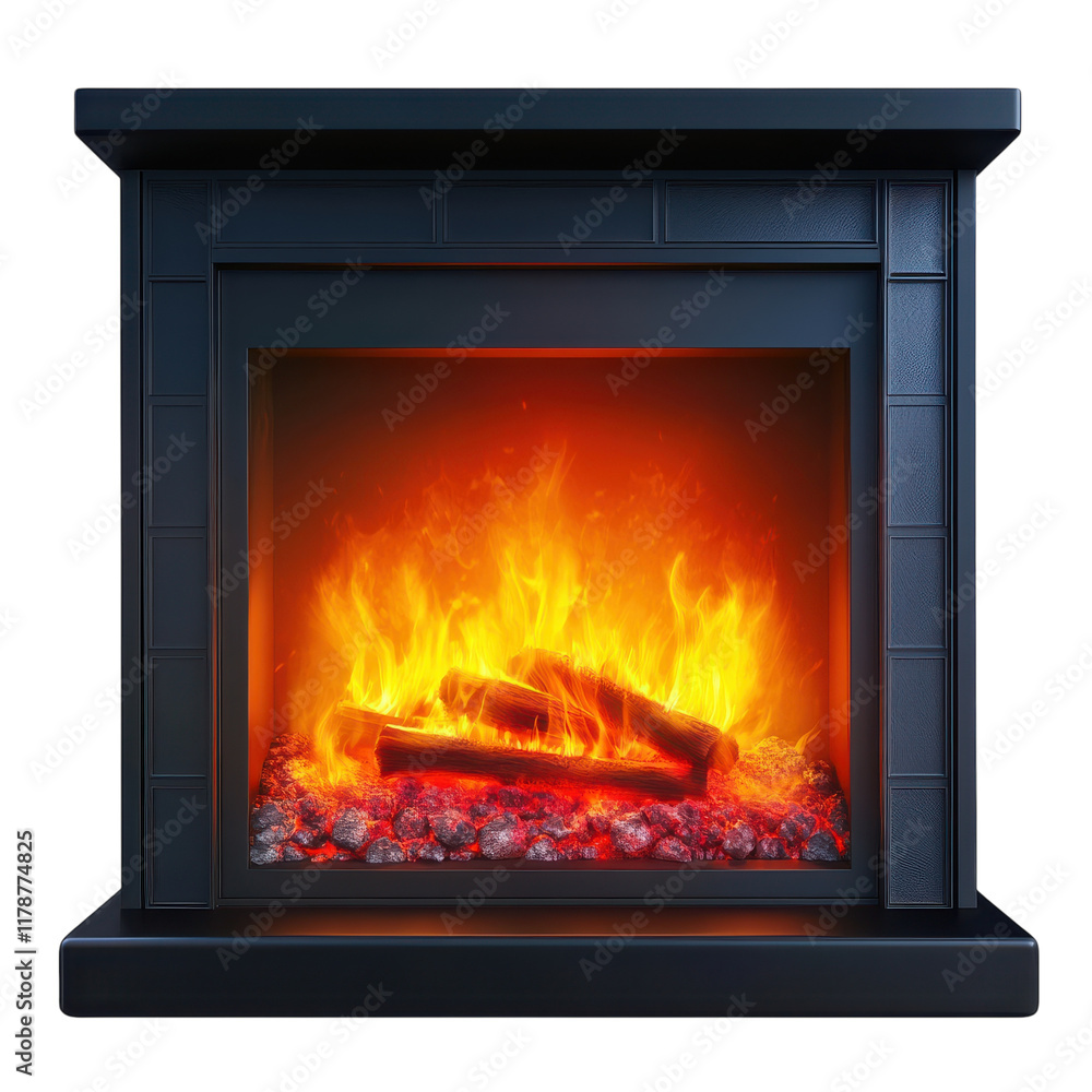 Elegant Electric Fireplace for Cozy Indoor Spaces on transparent background. Elegant Electric Fireplace for Cozy Indoor Spaces on transparent background.