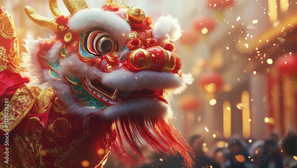 A Chinese Lion Dance Performance During Celebrations A Chinese Lion Dance Performance During Celebrations