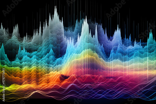 Abstract visualization of High-Frequency (HF) in the 600 MHz Spectrum in Vibrant Colors photo