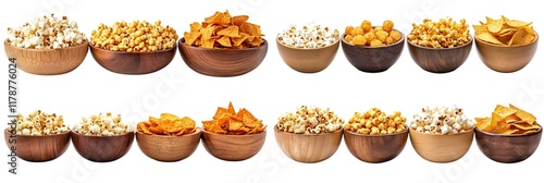 Wallpaper Mural Wooden bowls filled with popcorn and tortilla chips Torontodigital.ca