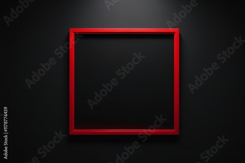 Fototapeta Naklejka Na Ścianę i Meble -  arafed red frame on a black wall with a spotlight