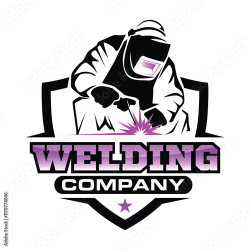 Professional welding service logo design template. photo