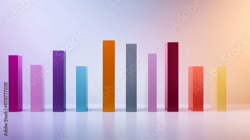 Free Download A minimalist bar chart with smooth, matte-finished bars arranged in descending order, with soft shadows and a clean, white background for a professional look - GFXLoad