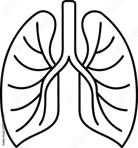 Lung icon vector, Human lung vector silhouette