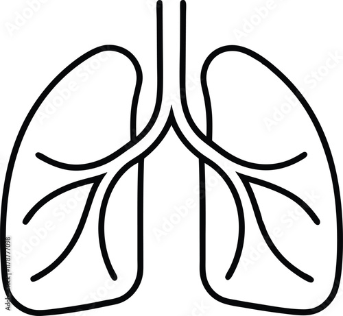 Lung icon vector, Human lung vector silhouette