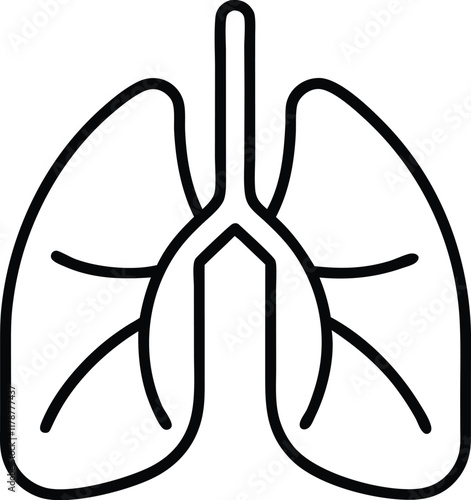 Lung icon vector, Human lung vector silhouette