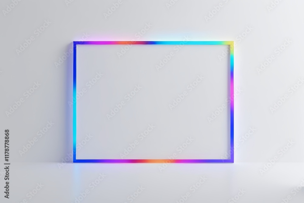 Fototapeta premium a brightly colored frame on a white wall with a white background
